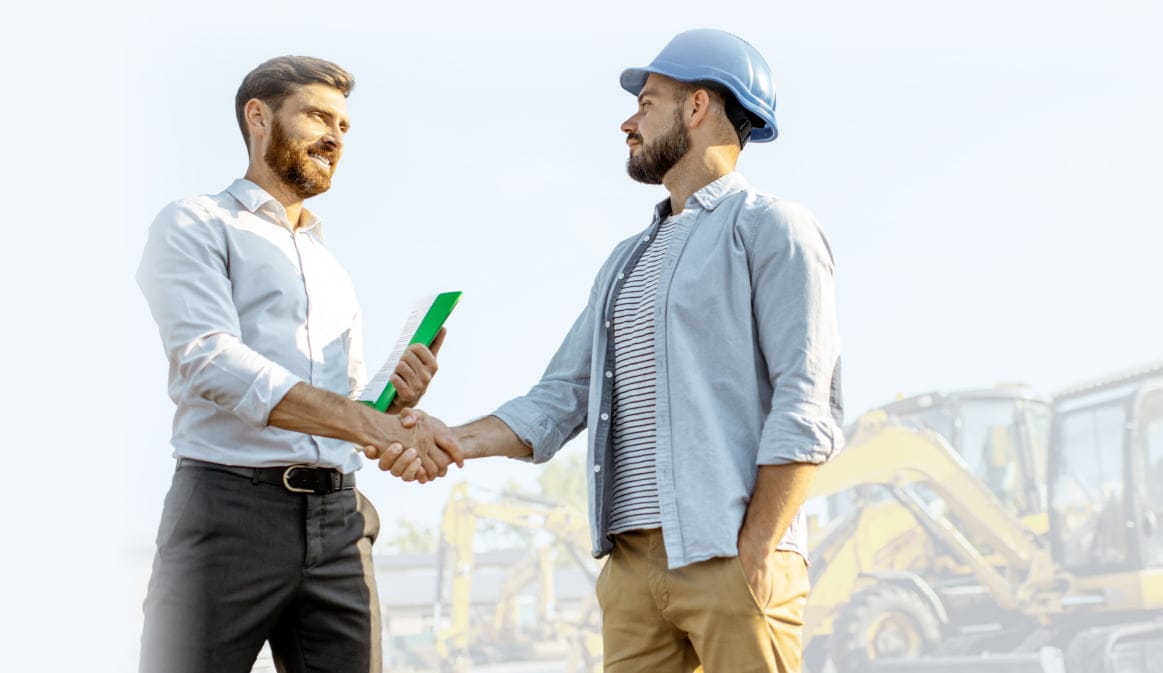Contractor shaking hands with employee