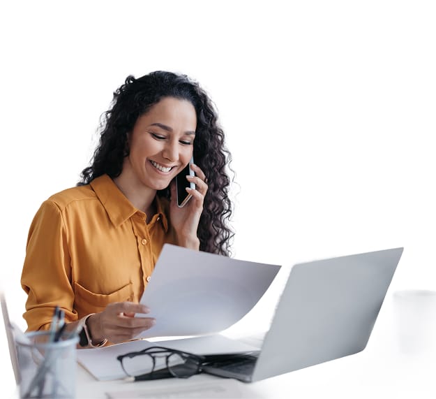 A woman looking at asset utilization mortgage loan documents