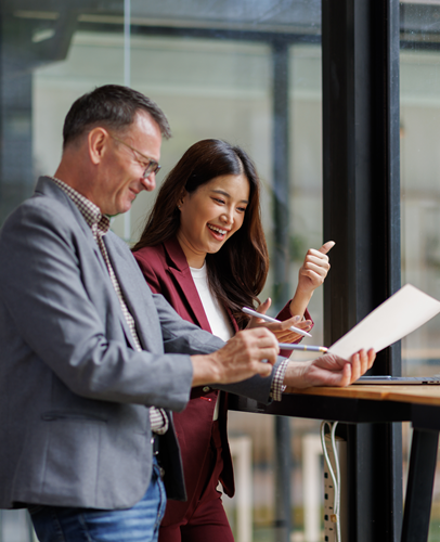 Two business working together using digital tablet pc